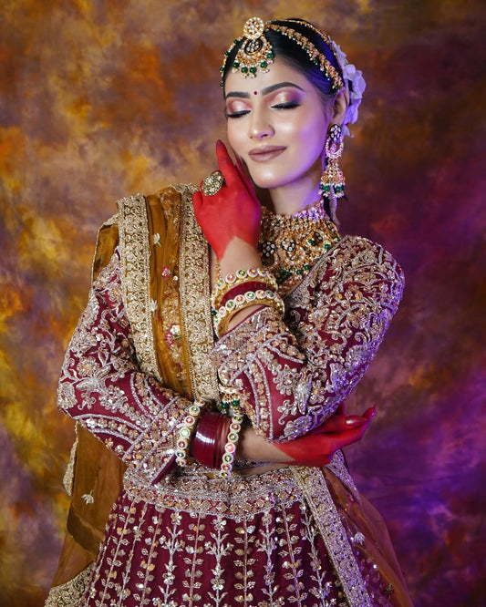Elegant Maroon Red Crop top Lehenga Happy Customer
