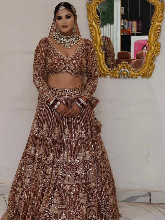 Awesome golden beige rust Crop top Lehenga Happy Customer