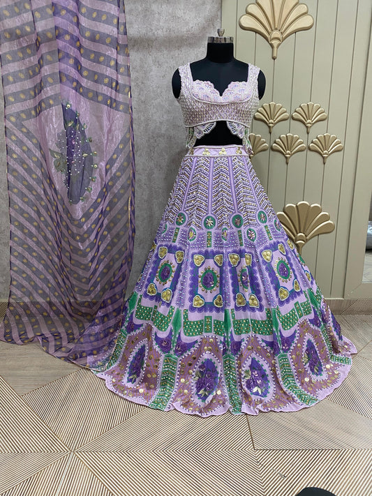 Purple Lavender Pdp Crop Top Lehenga
