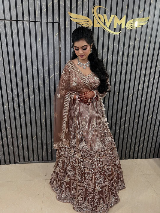 Gorgeous Coffee peach Crop top Lehenga Happy Customer