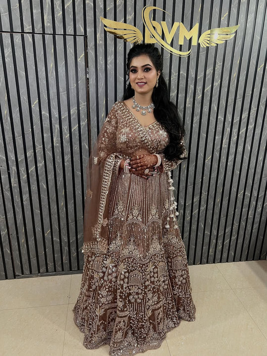 Gorgeous Coffee peach Crop top Lehenga Happy Customer