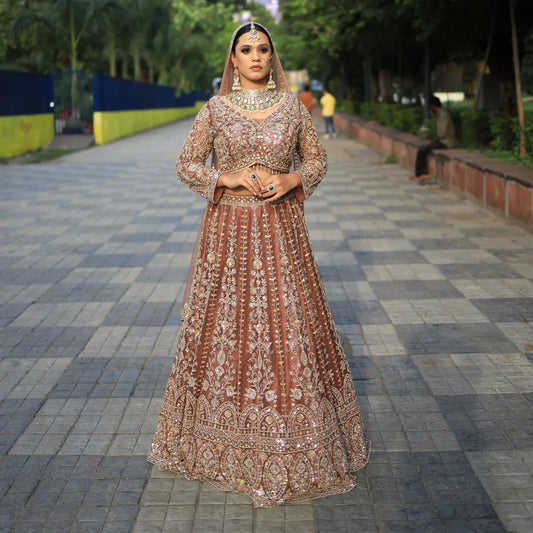Stunning peach beige Crop top Lehenga Happy Customer