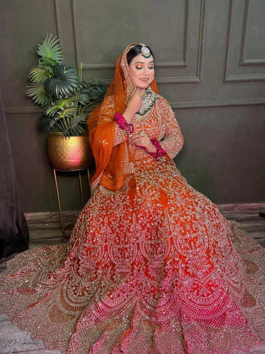 Lavishing Orange crop top Lehenga Happy Customer