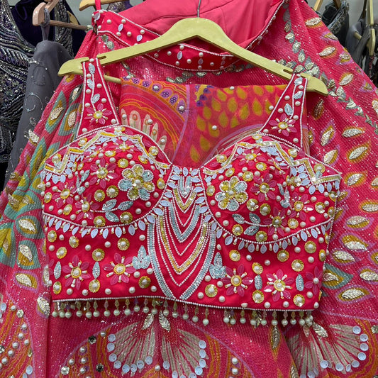 Hot pink PDP Crop Top Lehenga