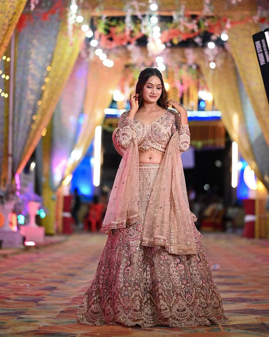 Something different Light pink peacock crop top Lehenga Happy Customer