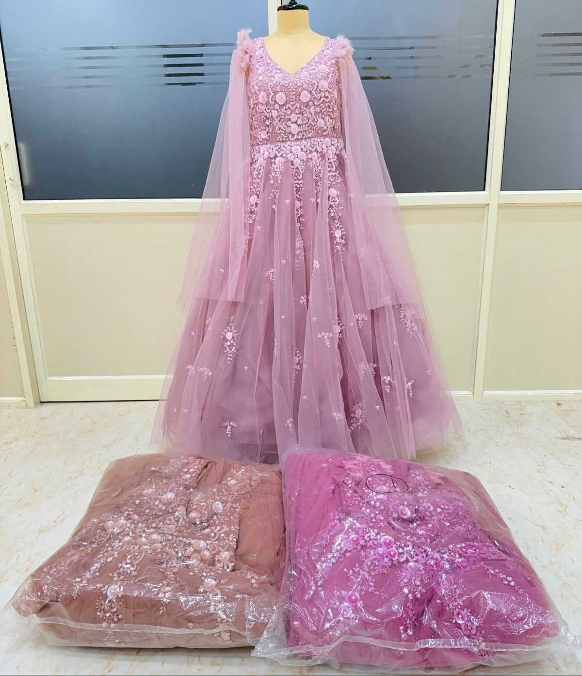 golden brown pink lavender Crop top lehenga
