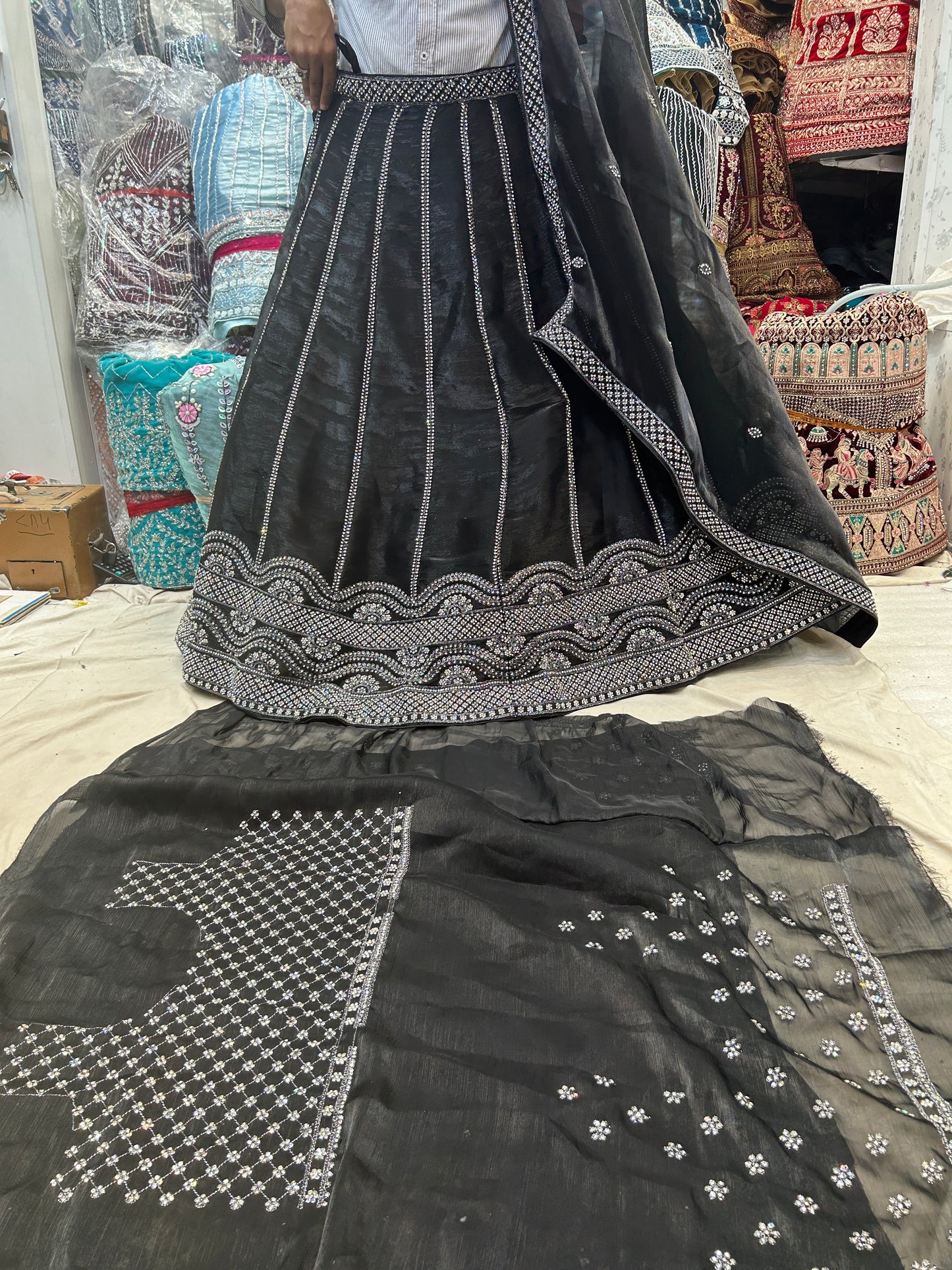 Hermosa lehenga negra