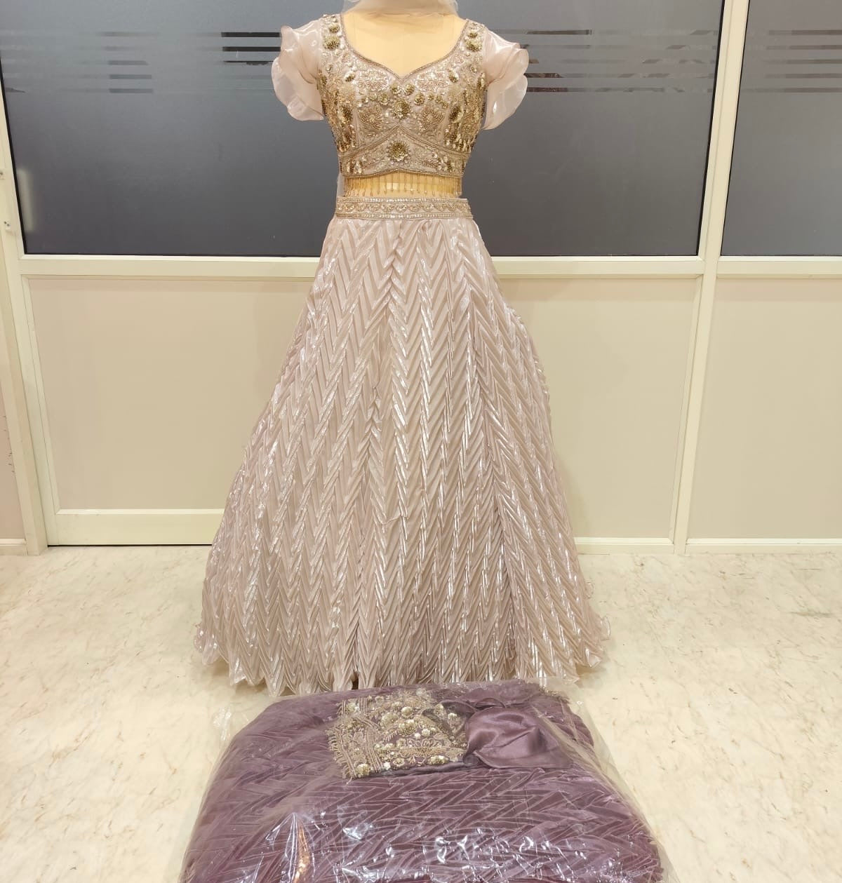 Silver golden purple lavender Crop top lehenga