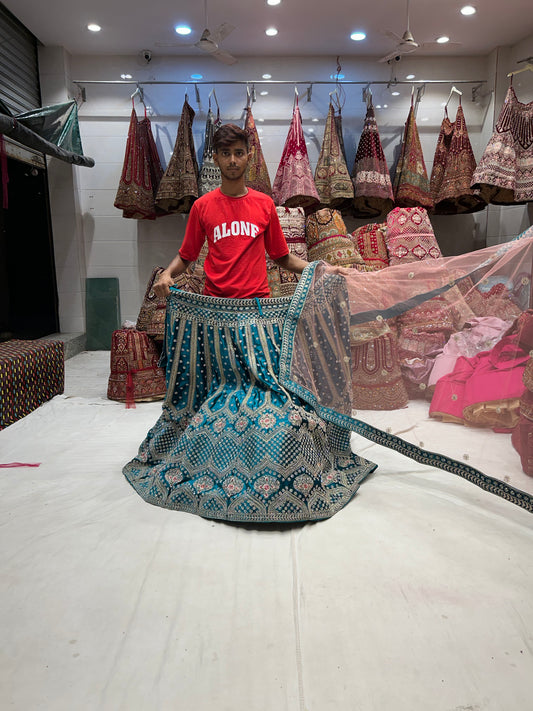 Lovely Rama green lehenga