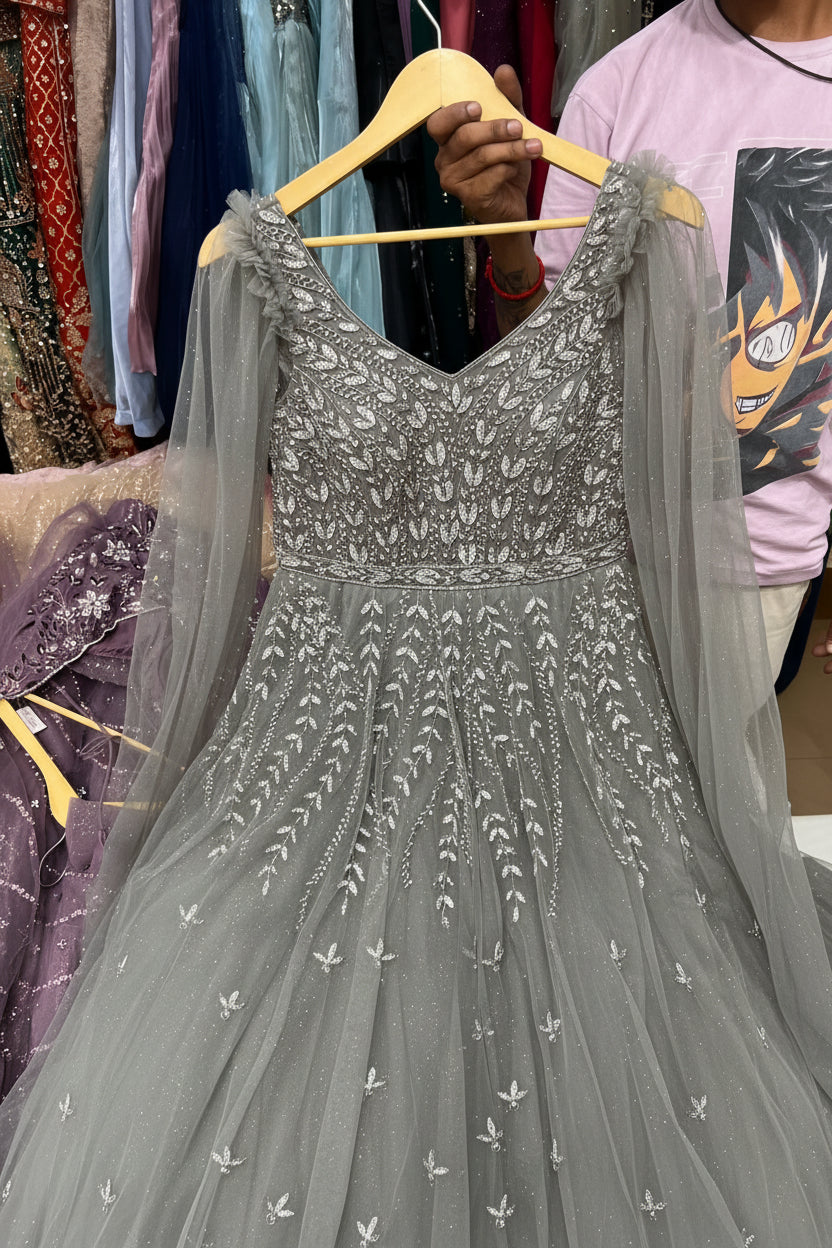 Silver Grey Designer Gown