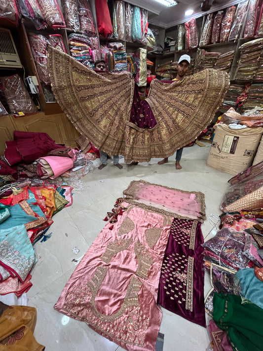 Gorgeous pink royal huge flare Double Dupatta Lehenga