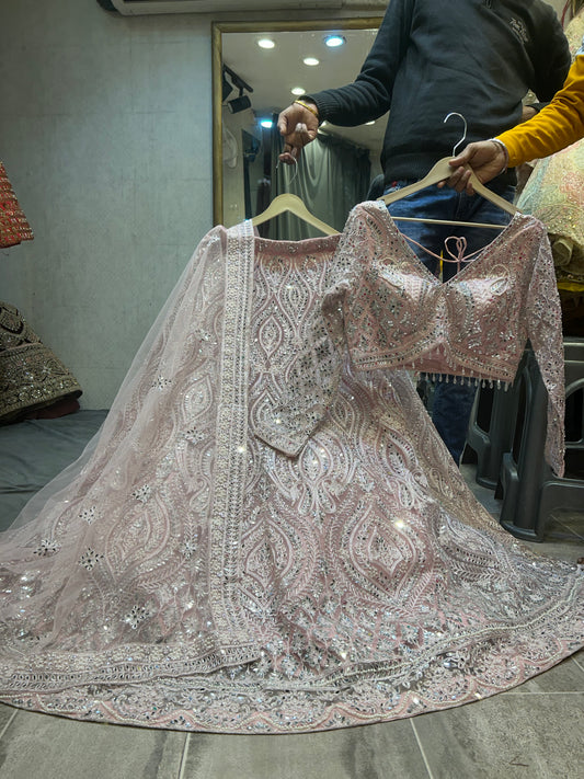 Fair pink crop top lehenga