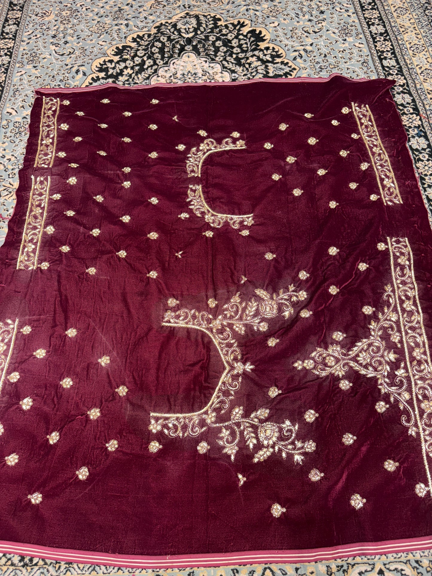 Lovely maroon bridal Lehenga handwork zardozi dabka