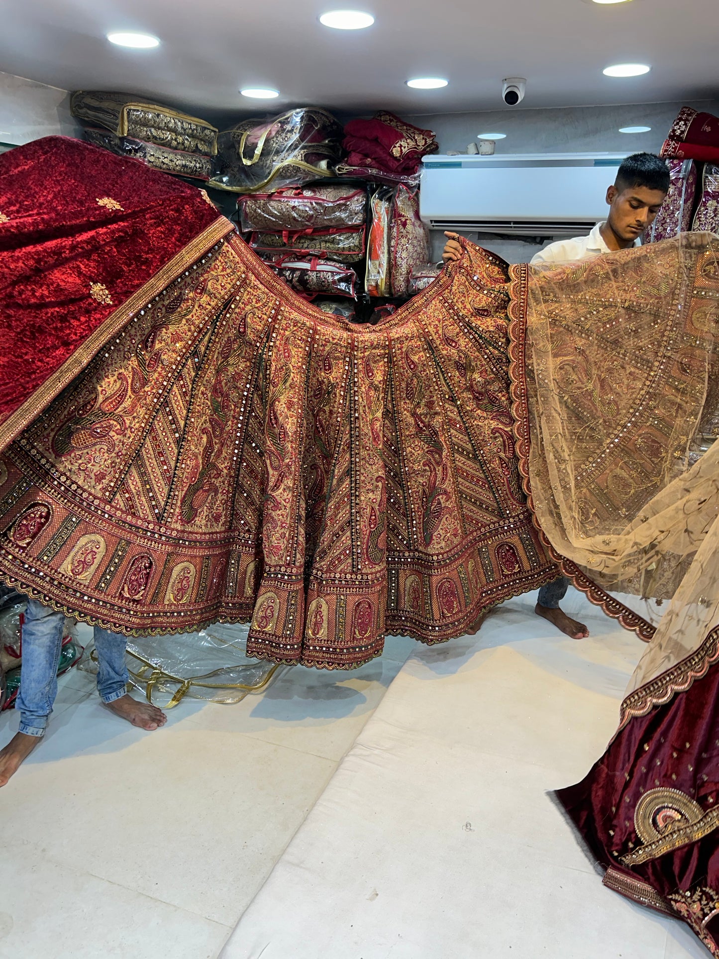 Maroon Peacock bridal lehenga - Shopping World