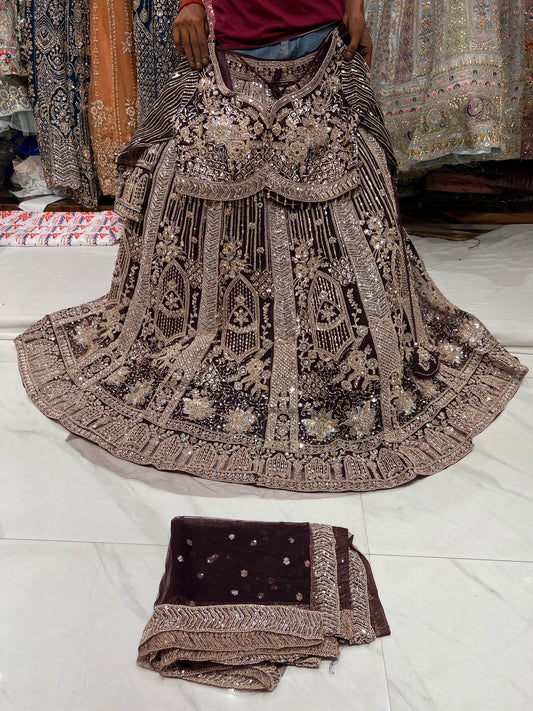 Rust Orange Crop Top Lehenga