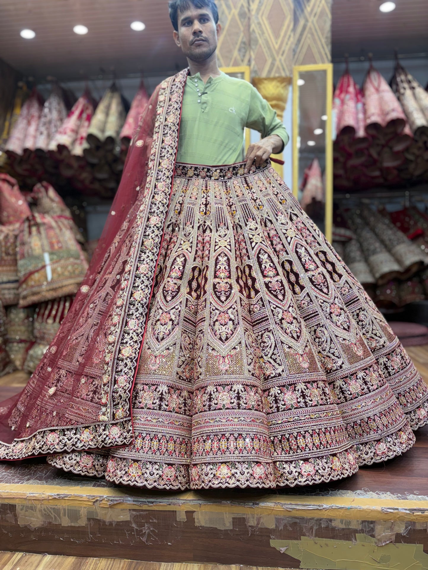 Stunning Maroon Ball Bridal Lehenga