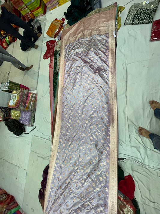 Lilac Silver pink Awesome Saree