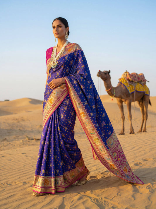 Wine Morpinch Viscose Patola With Position Print Saree 6255 - Shopping World