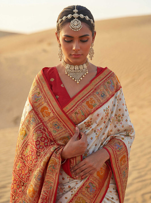 Wine Morpinch Viscose Patola With Position Print Saree 6255 - Shopping World