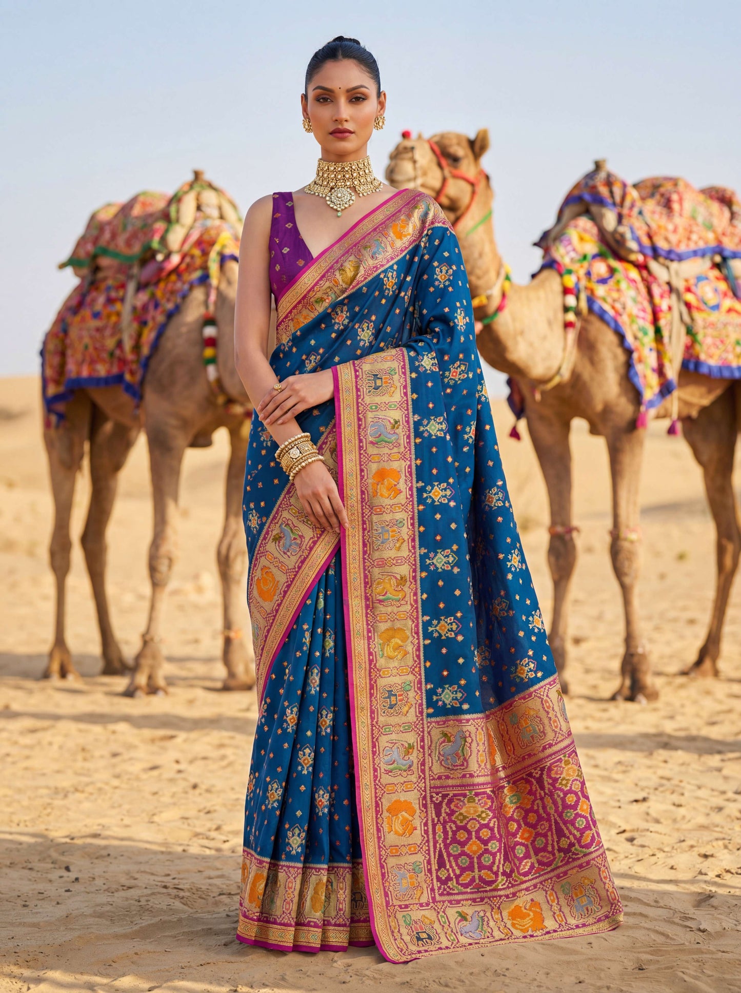 Wine Morpinch Viscose Patola With Position Print Saree 6255 - Shopping World