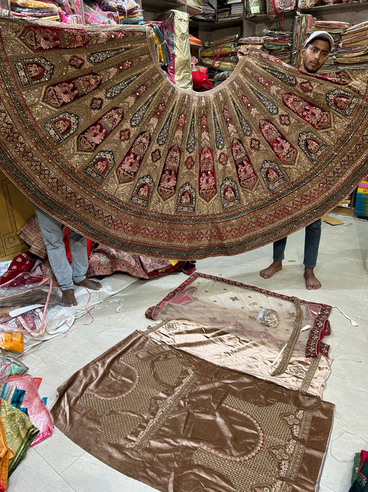 Lovely maroon Ivory royal huge flare Lehenga Double Dupatta