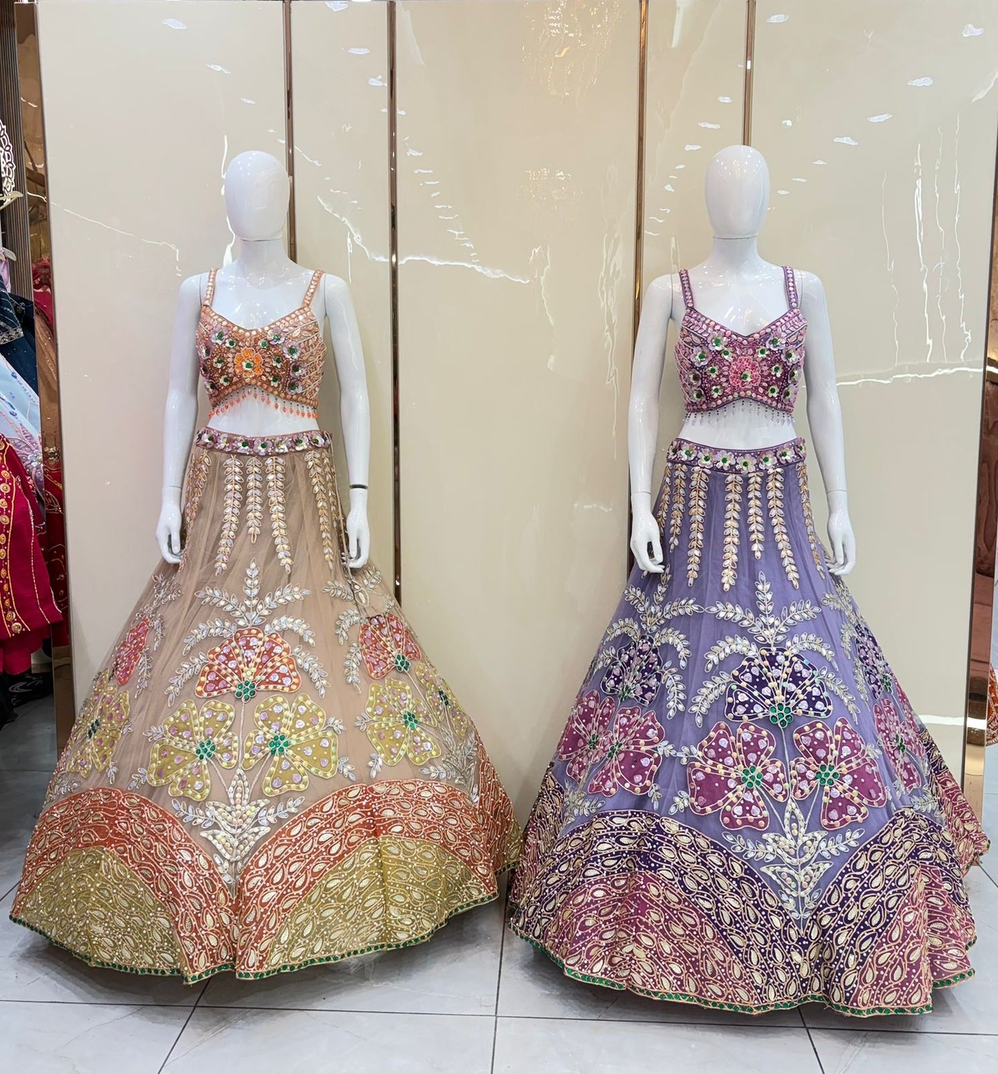 Golden purple lavender pdp crop top Lehenga