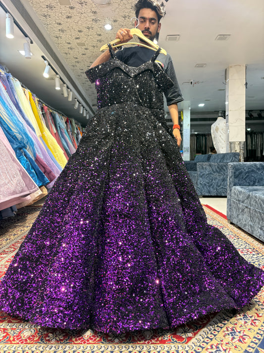 Majestic ball purple black gown