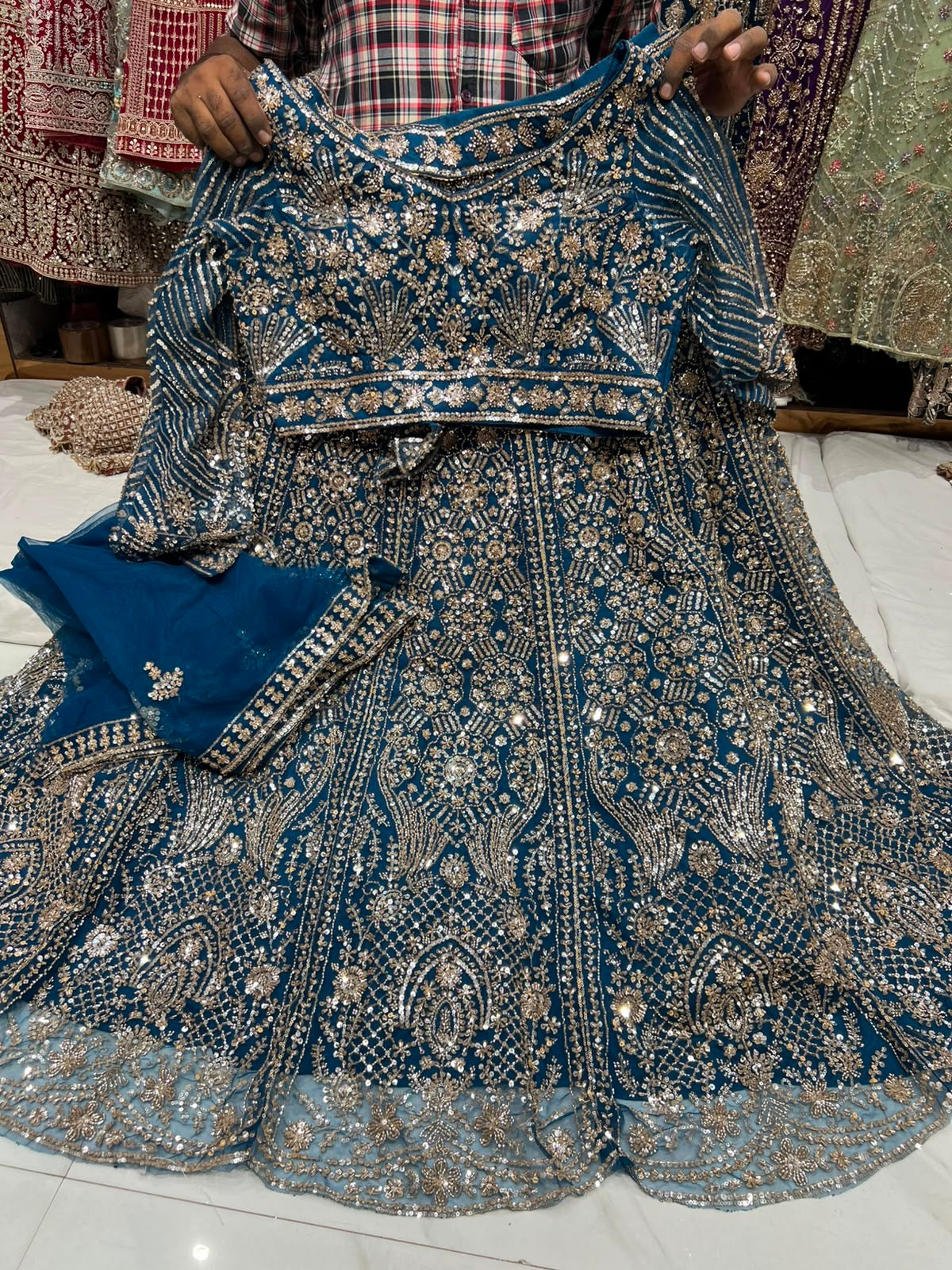 Blue Designer Crop Top Lehenga