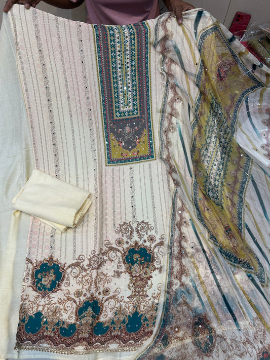 White majestic Unstitched Suit