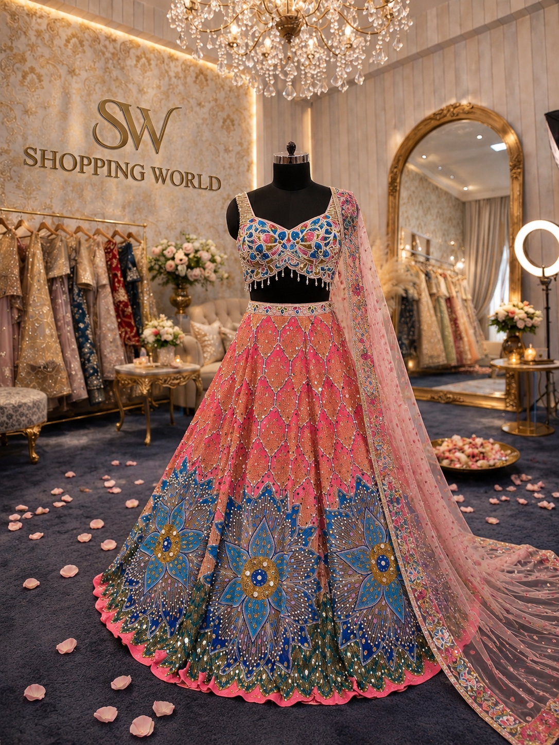 Baby Pink Pdp Crop Top Lehenga
