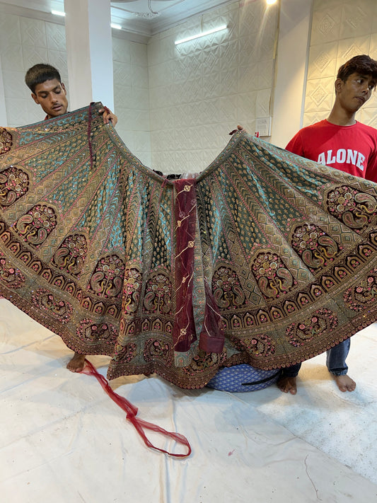 Peacock blue bridal Lehenga