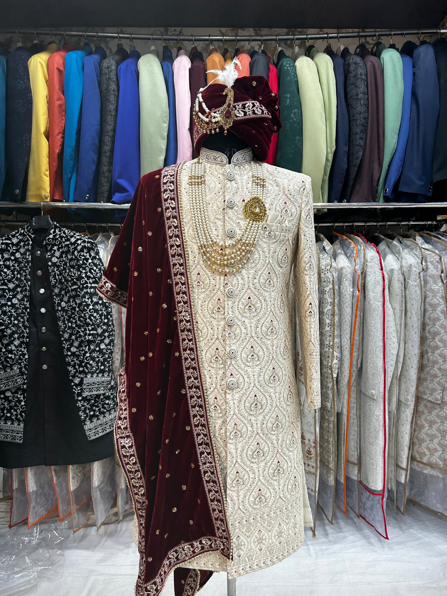 Royal Cream colour sherwani