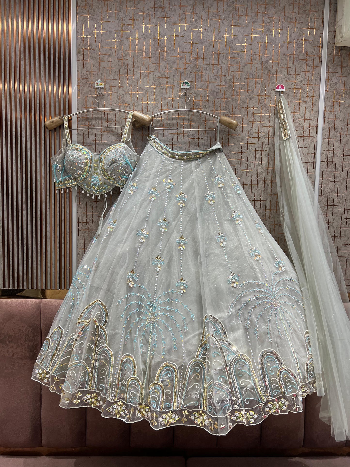 White Pdp Crop Top Lehenga