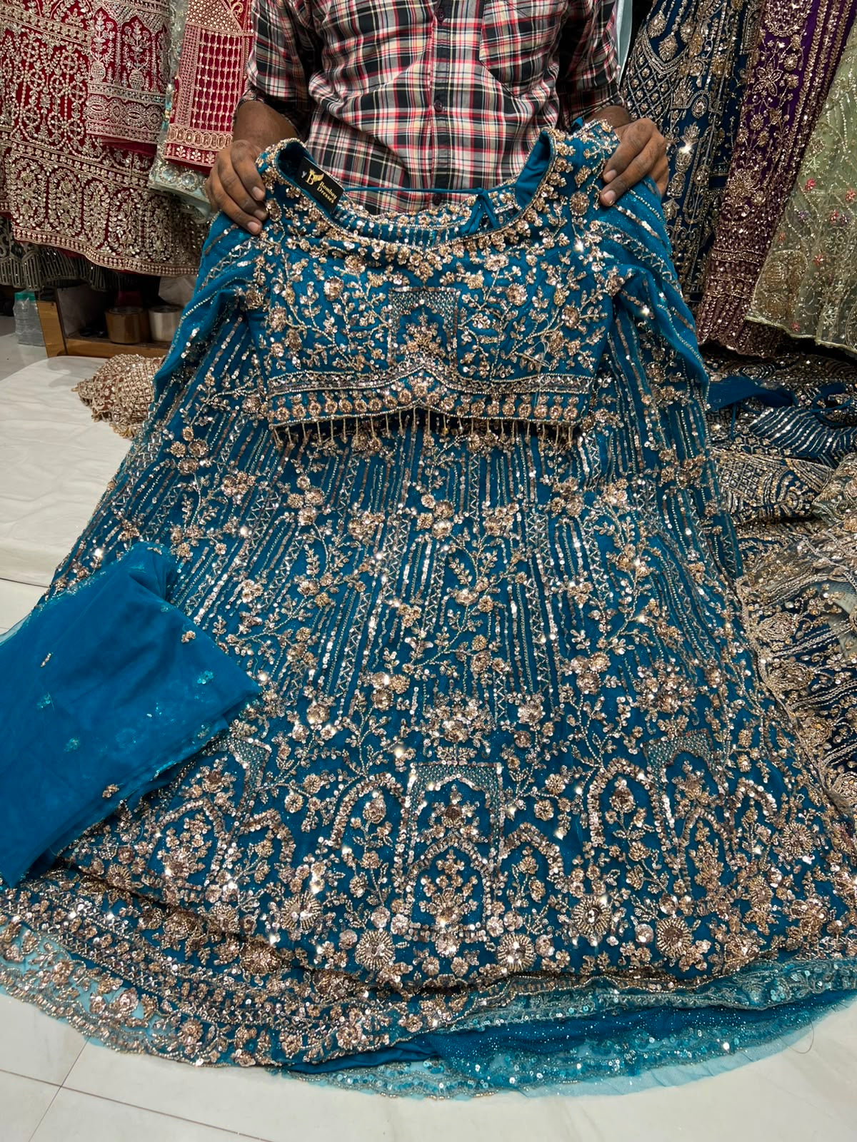 Blue Designer Crop Top Lehenga