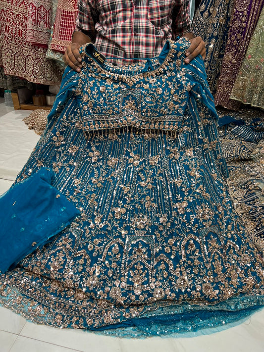 Blue Designer Crop Top Lehenga