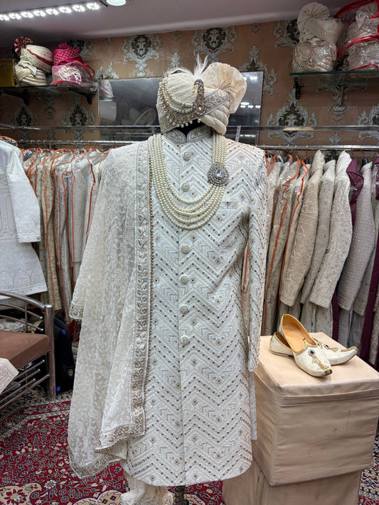 Golden White sherwani