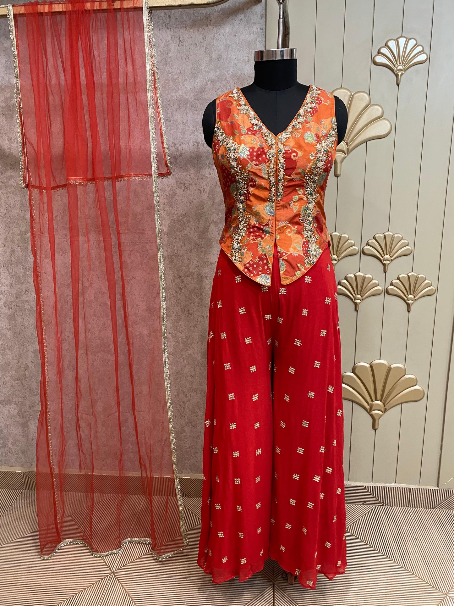 Pink Long Sharara Suit Dress Material
