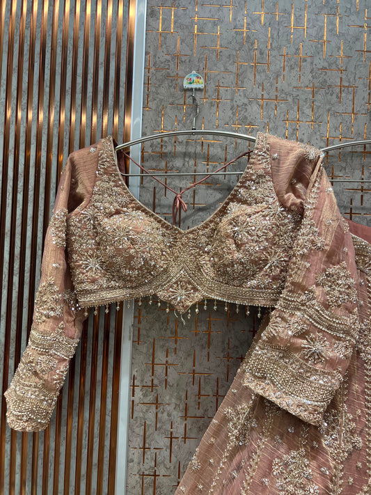 Pink Designer Crop Top Lehenga