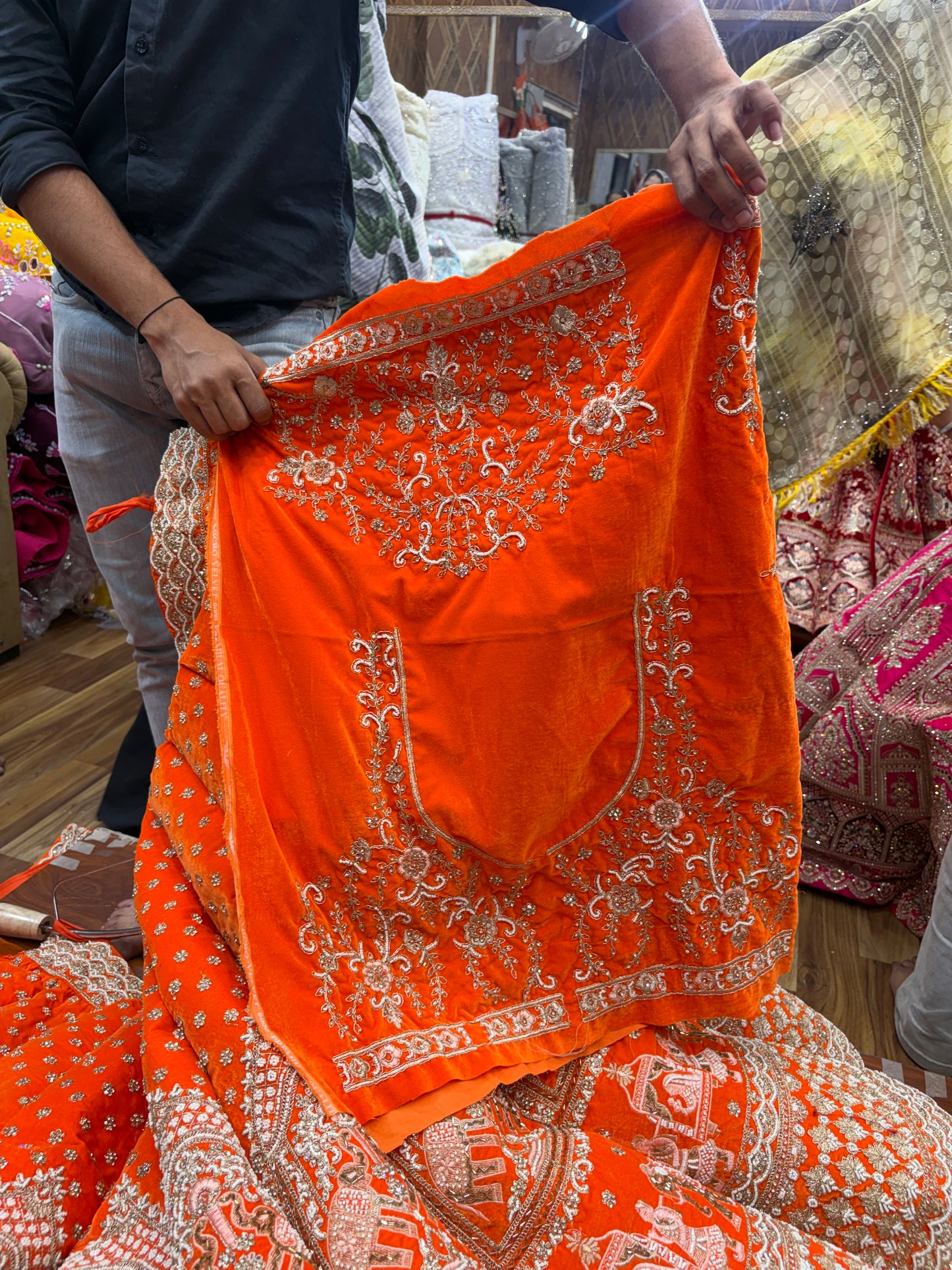 Rust orange Doli Barat Ball Bridal Lehenga - Shopping World