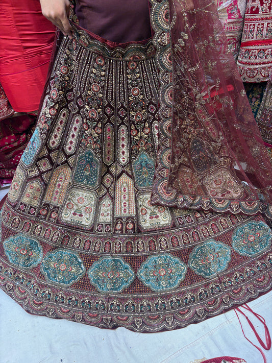 Astonishing royal maroon bridal Lehenga
