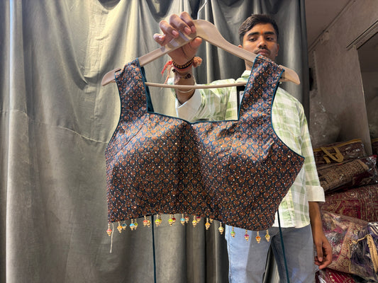 Blue Mustard Crop Top Lehenga