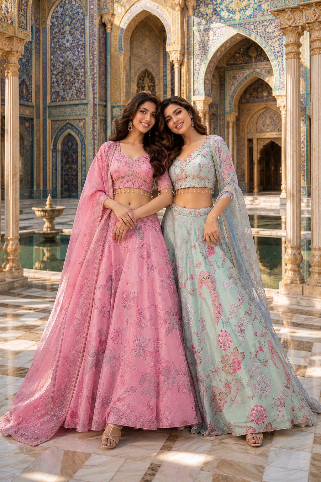 Sky Blue Crop Top Lehenga
