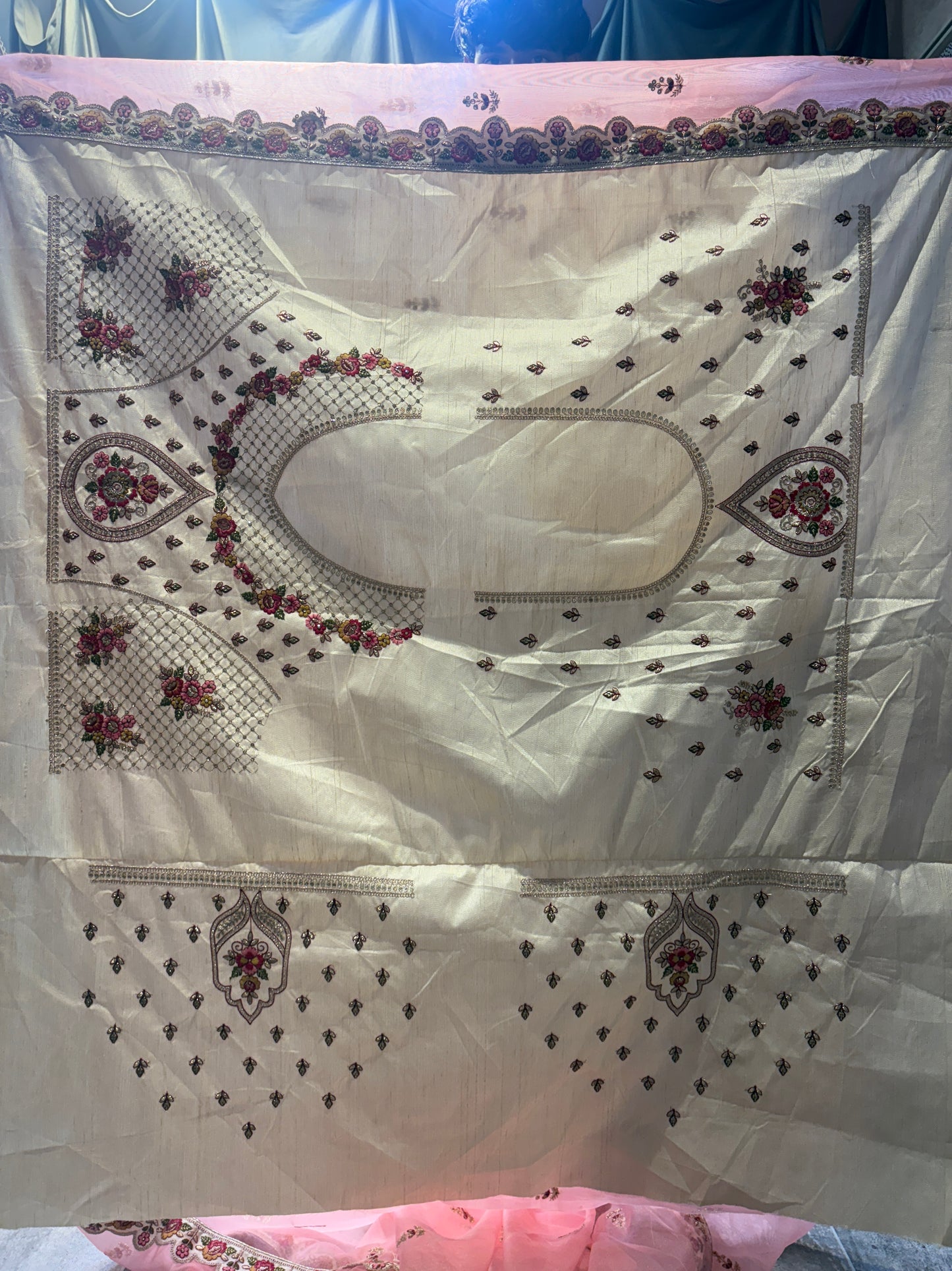 Tremendous White pink Crop Top Lehenga