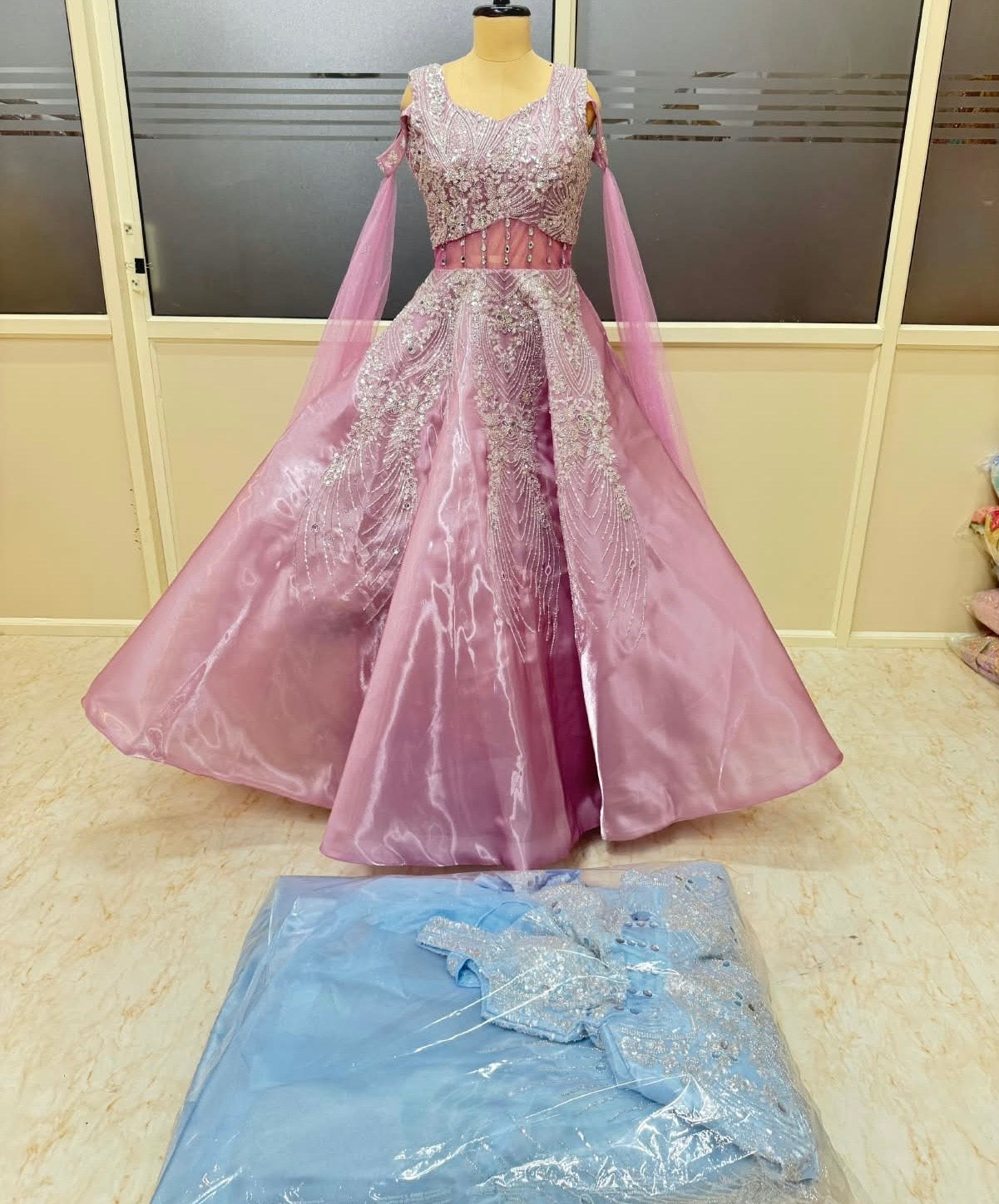Pink blue gown