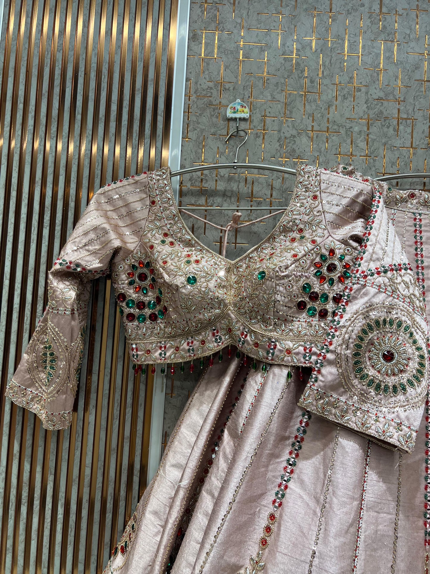 Green crop top Lehenga