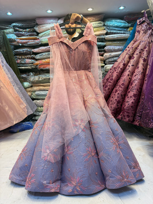 Delightful peach blue ball gown