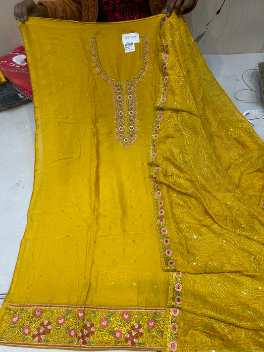 Yellow Fancy women Unstitched Suit