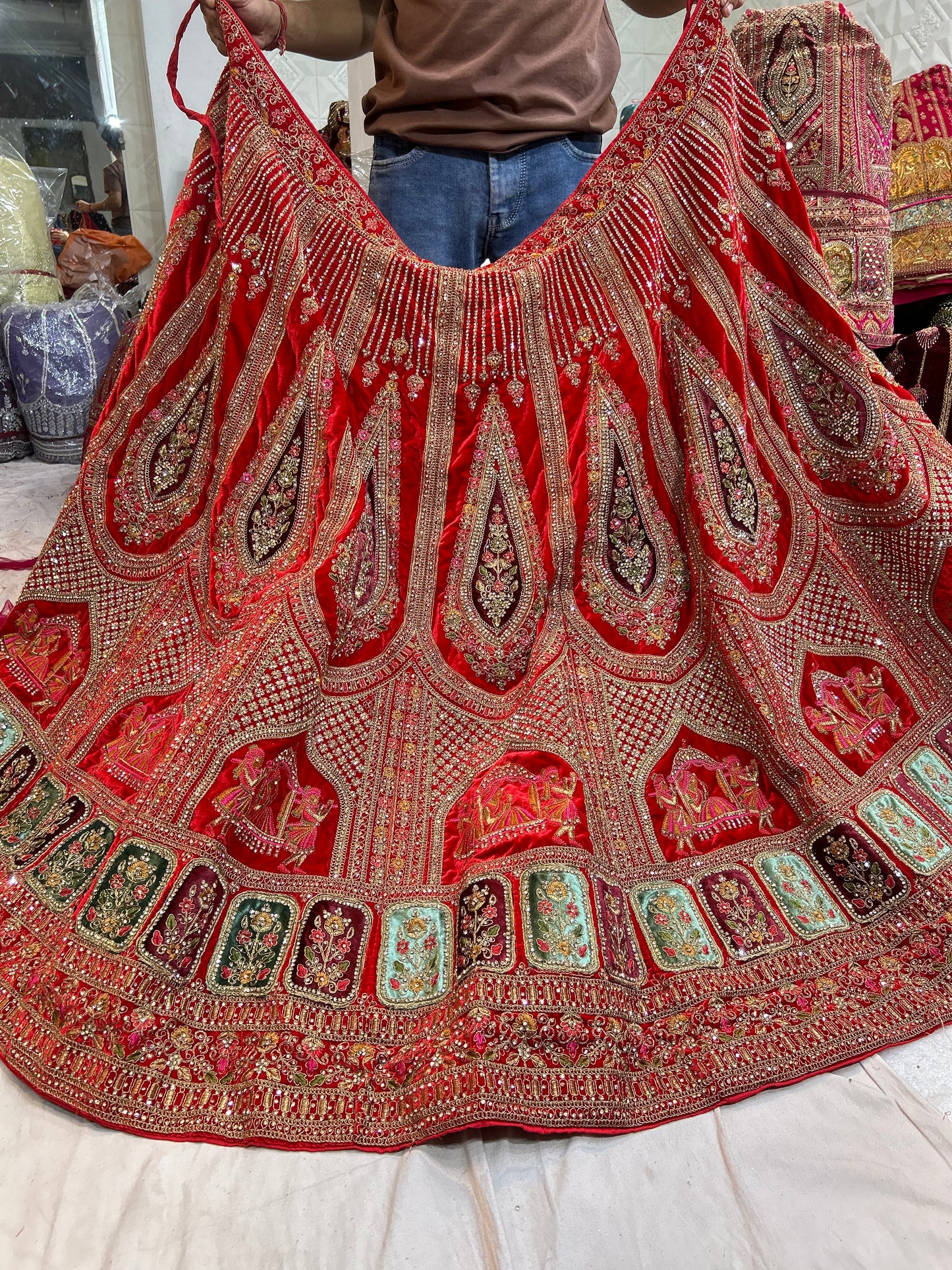 Attractive Red doli barat bridal lehenga