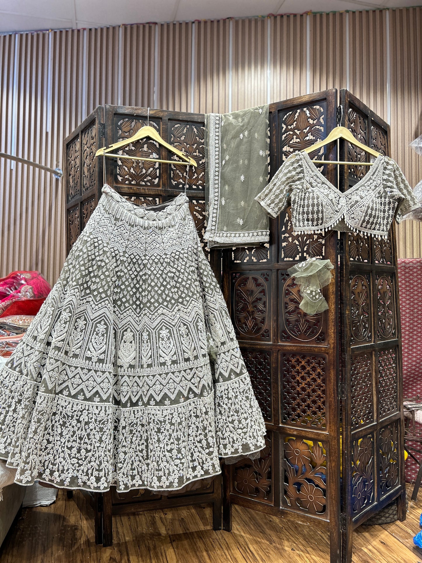 Amazing light green crop top lehenga