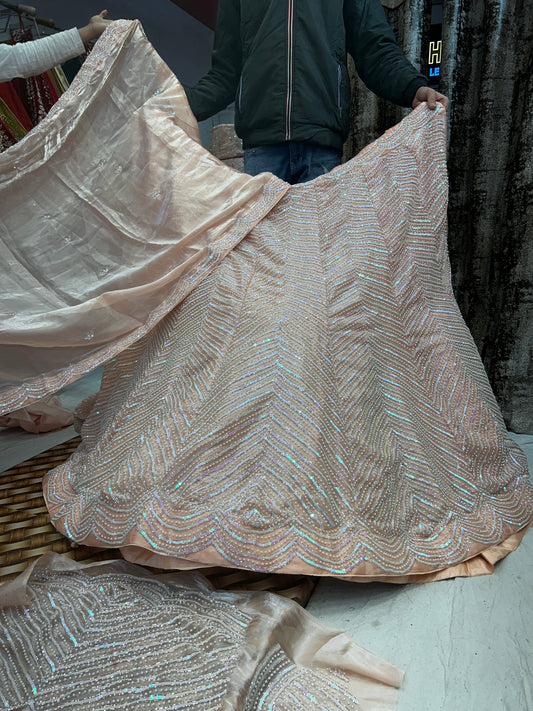 Amazing zig Zag Peach handmade Lehenga